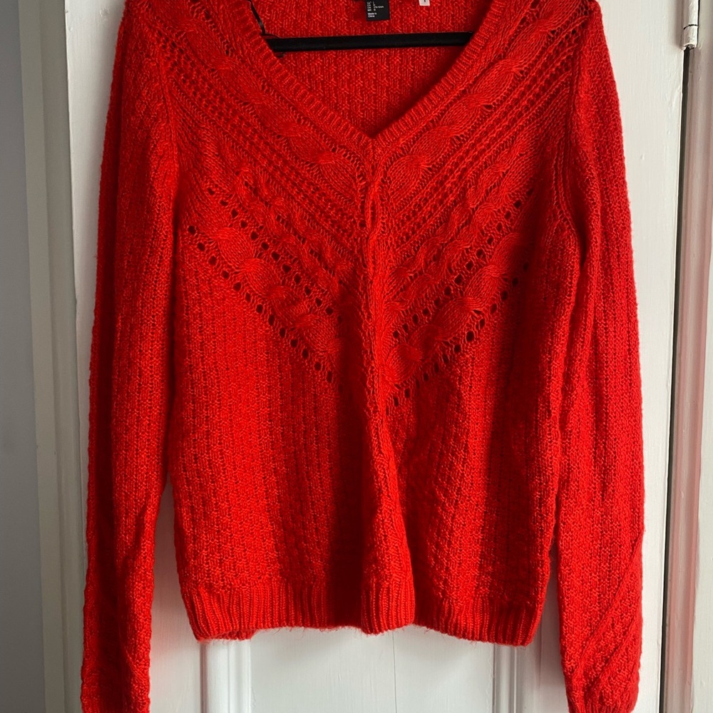 H&M Vibrant Red V-Neck Sweater